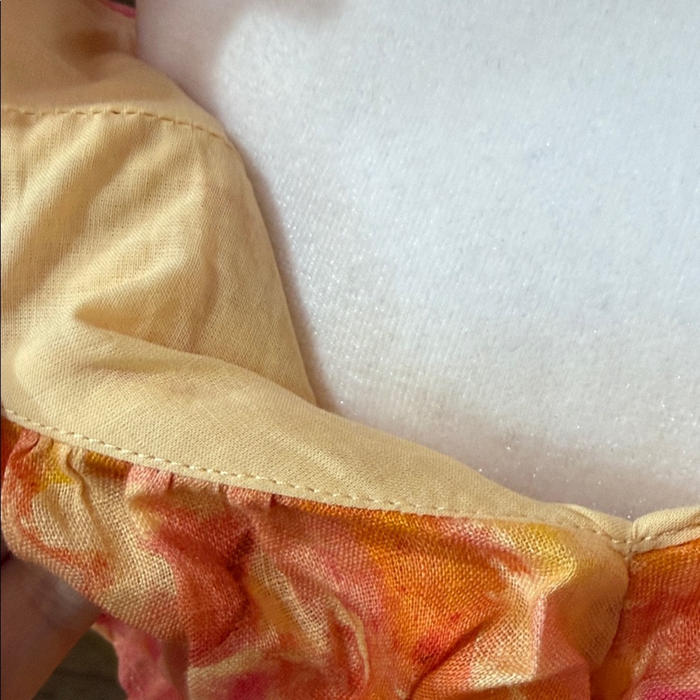 Zara Flutter-Sleeve linen Open-Back Maxi Dress in Orange Floral - Picture 10 of 15